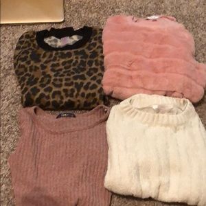 4 long sleeve sweater shirts, 1 crop shirt